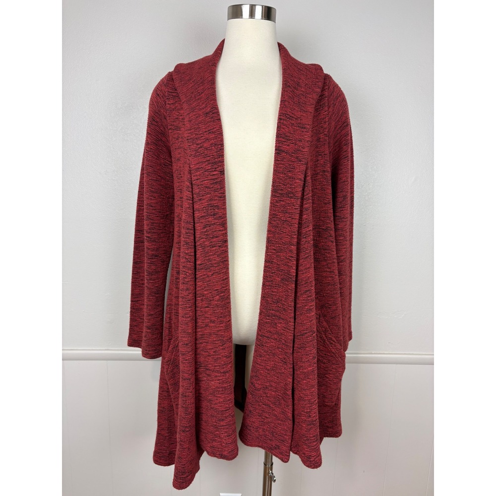 Cut Loose Swing Coat  Crimped Fabric Size L Cognac Space Dye Longline Soft